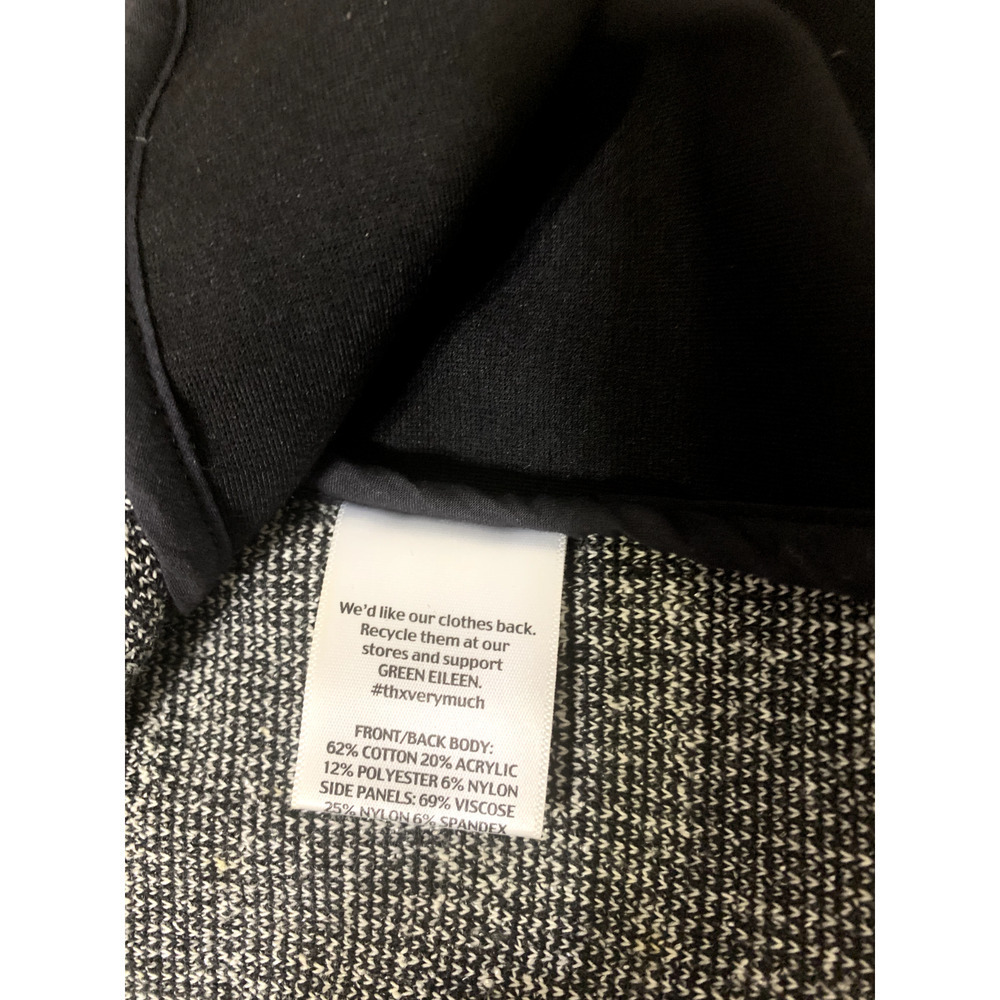 Eileen Fisher Sz S Black Knit White Black Nubby Knit Inset Bodycon Dress Career - Picture 7 of 8